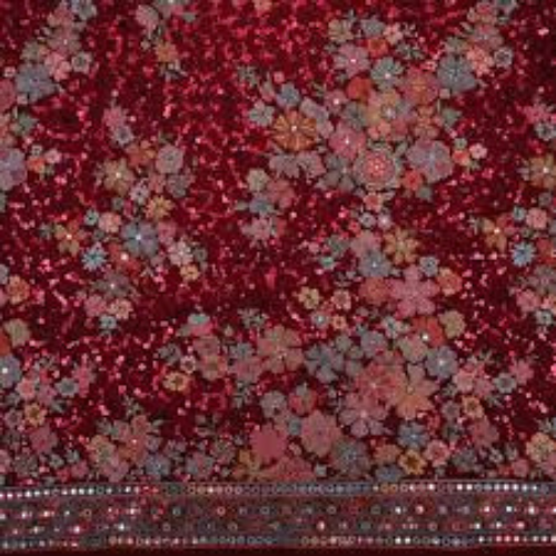Red Floral embroidery fabric